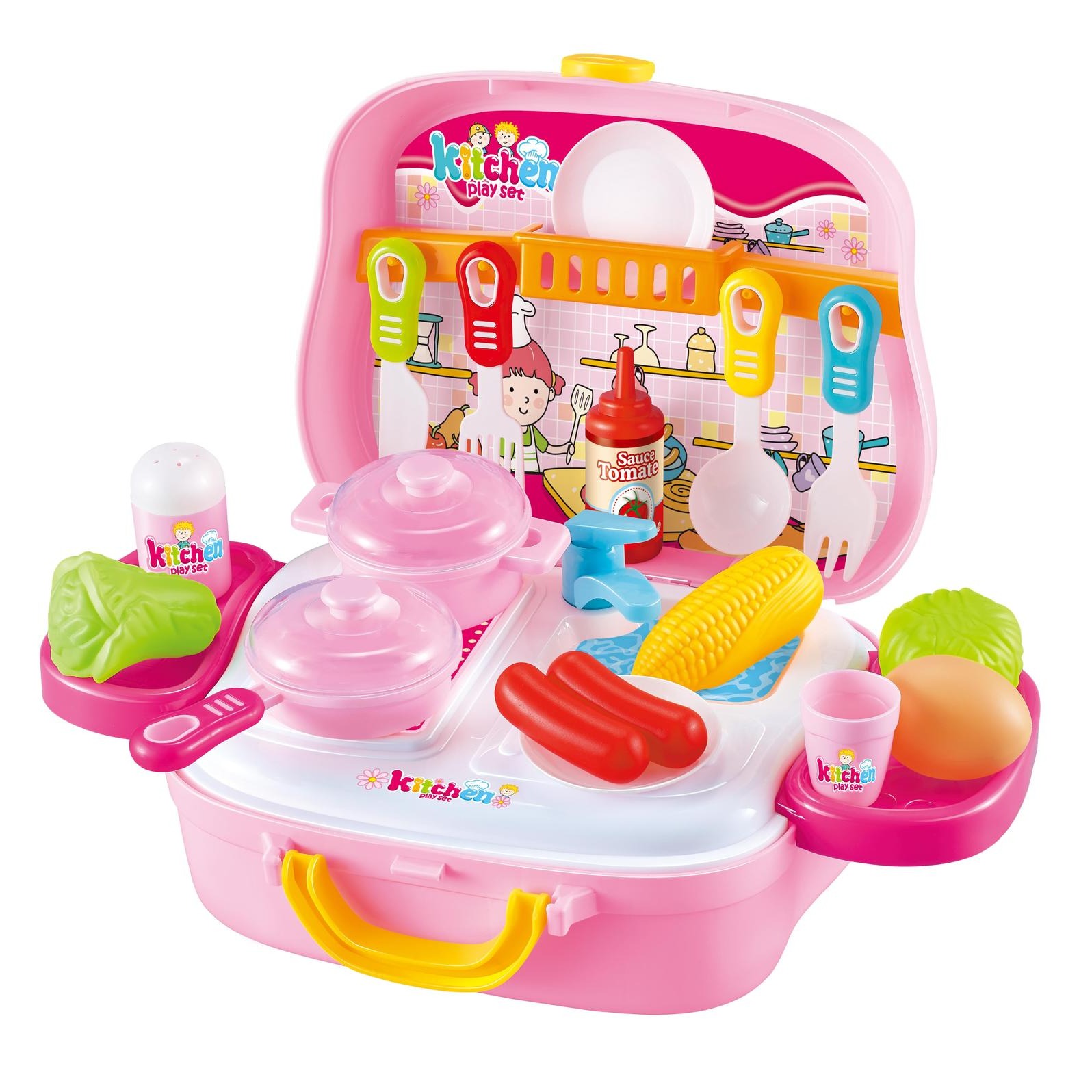 过家家玩具厨房玩具手提旅行箱做饭玩具煮饭厨具宝宝儿童女孩餐具套装