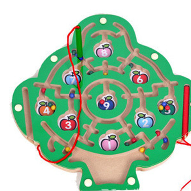木丸子儿童磁性迷宫玩具 苹果树智力迷宫 木制早教益智玩具批发