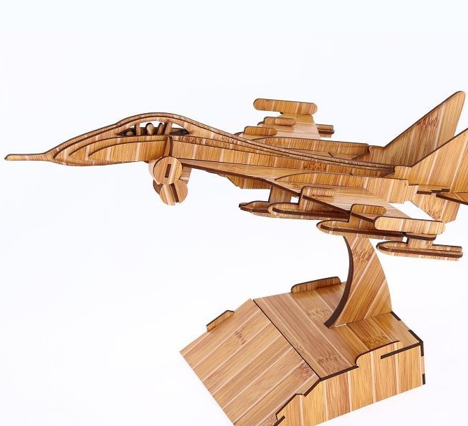 批发3D战斗机智慧拼装模型木质3D立体拼图拼板儿童木制玩具